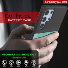 Cargar imagen en el visor de la galería, PunkJuice S23 Ultra Battery Case Teal - Estuche de batería ultra portátil de color verde azulado con banco de energía de carga de 4800mAh.