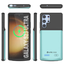 Cargar imagen en el visor de la galería, PunkJuice S23 Ultra Battery Case Teal - Estuche de batería ultra portátil de color verde azulado con banco de energía de carga de 4800mAh.