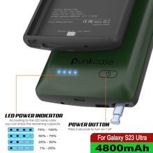 Cargar imagen en el visor de la galería, Funda de batería PunkJuice S23 Ultra verde: Power Bank portátil de carga con jugo de energía de 4800mAh.
