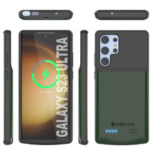 Cargar imagen en el visor de la galería, Funda de batería PunkJuice S23 Ultra verde: Power Bank portátil de carga con jugo de energía de 4800mAh.
