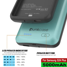 Cargar imagen en el visor de la galería, Estuche de batería PunkJuice S24+ Plus en color verde azulado: cargador portátil de batería externa con 5000 mAh