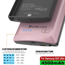 Cargar imagen en el visor de la galería, Estuche de batería PunkJuice S24 Ultra en oro rosa: cargador portátil de batería externa con 4500 mAh