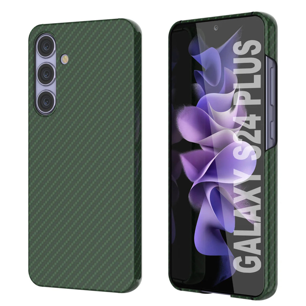 Case de Galaxy S24 Plus, Punkcase Carbon -Shield, Heavy Duty y Ultra Fin Cover [a prueba de choques] [Non Slip] [Dark Green]