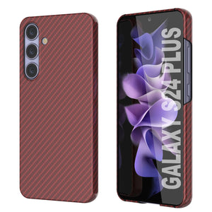 Case de Galaxy S24 Plus, Punkcase Carbon -Shield, Sesta Duty y Ultra Fin Cover [Probante de choque] [Non Slip] [Rojo]