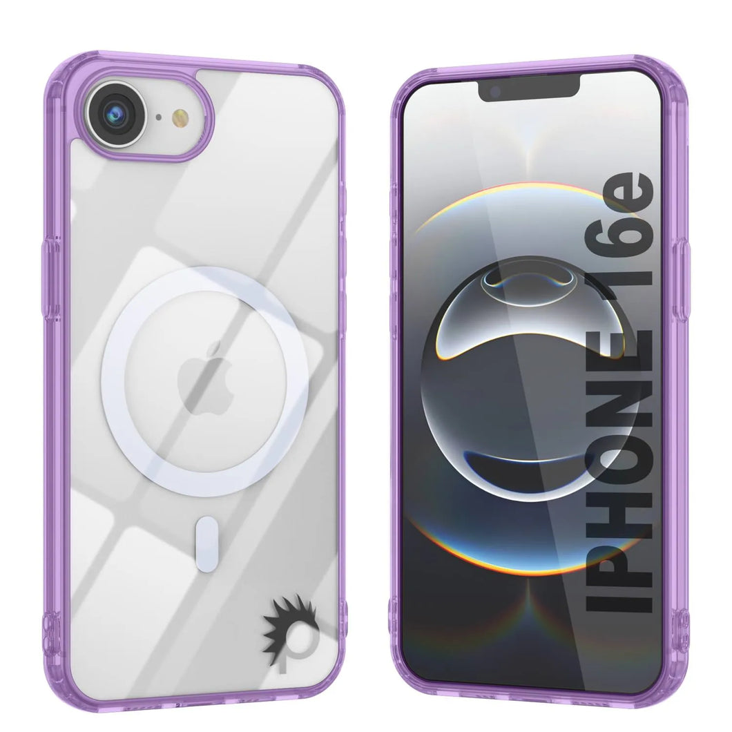 Punkcase iPhone 16E Case de carga inalámbrica magnética [Serie ClearMag] [Purple]