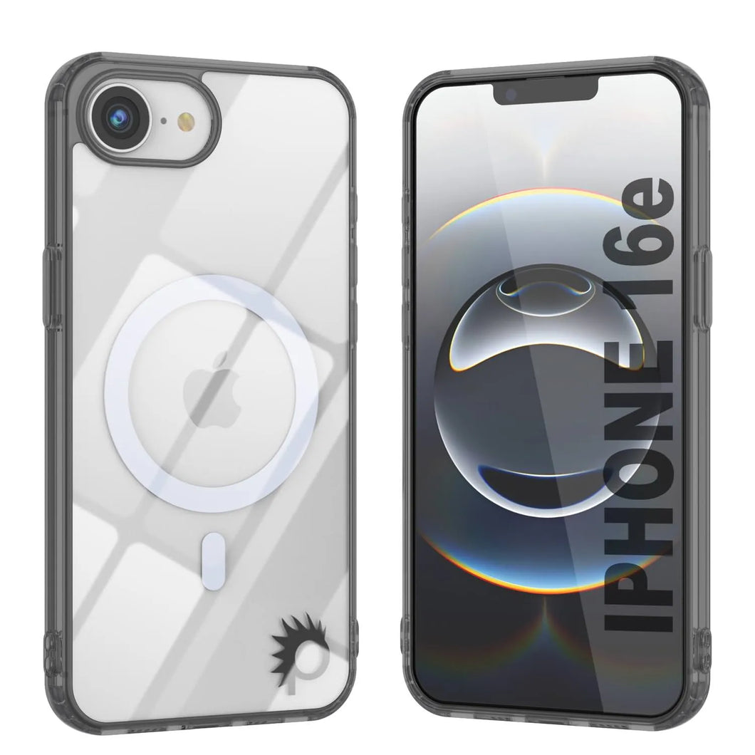 Punkcase iPhone 16E Case de carga inalámbrica magnética [Serie ClearMag] [Negro]