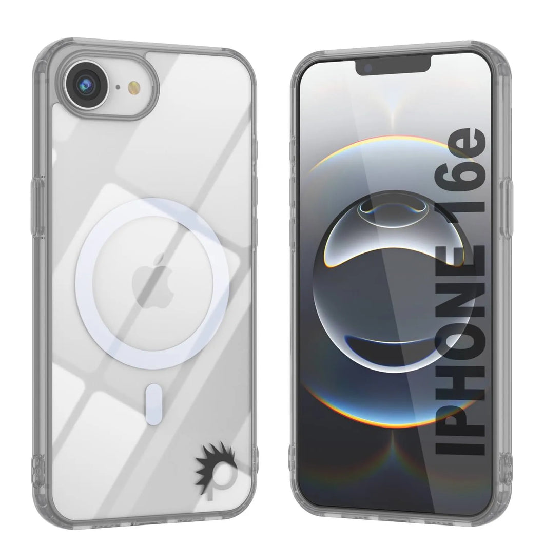 Punkcase iPhone 16E Case de carga inalámbrica magnética [Serie ClearMag] [Silver]