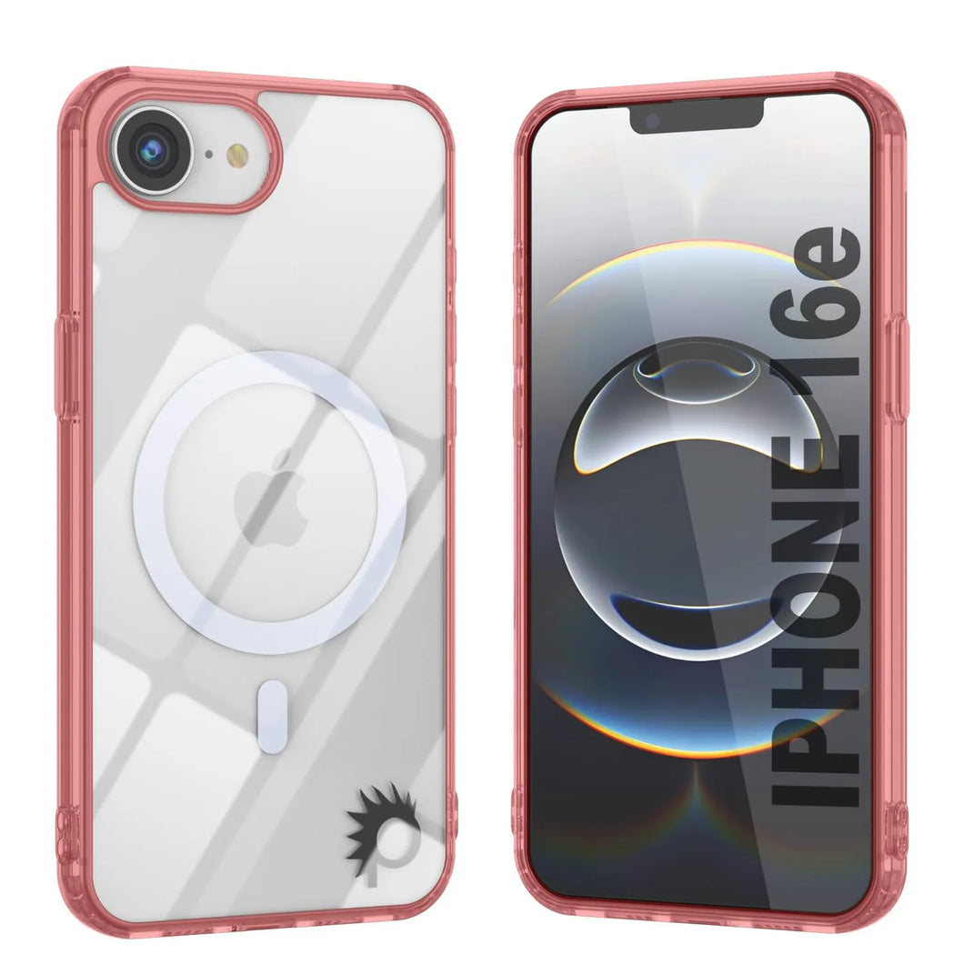 Punkcase iPhone 16E Case de carga inalámbrica magnética [Serie ClearMag] [Rojo]