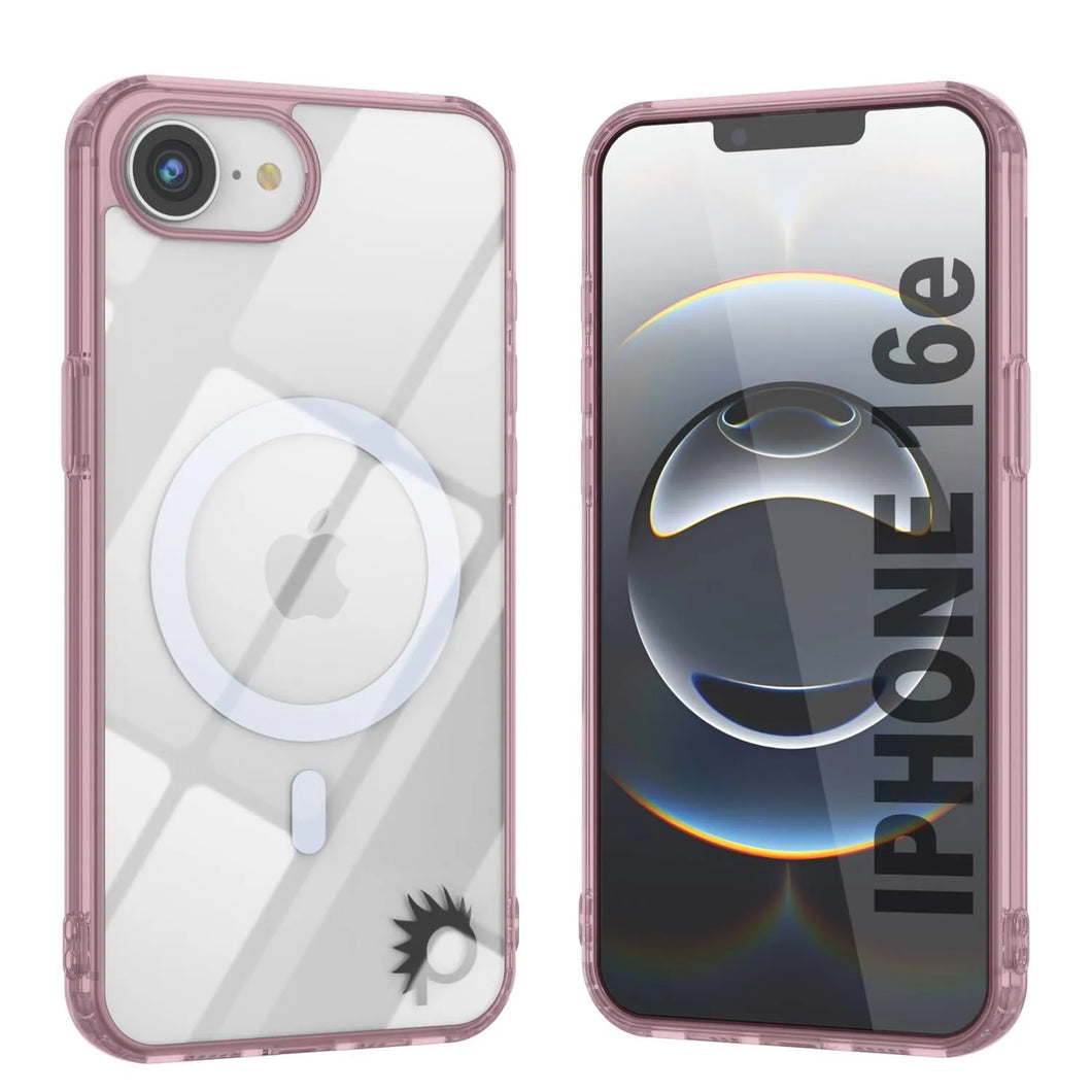 Punkcase iPhone 16E Case de carga inalámbrica magnética [Serie ClearMag] [Rose]