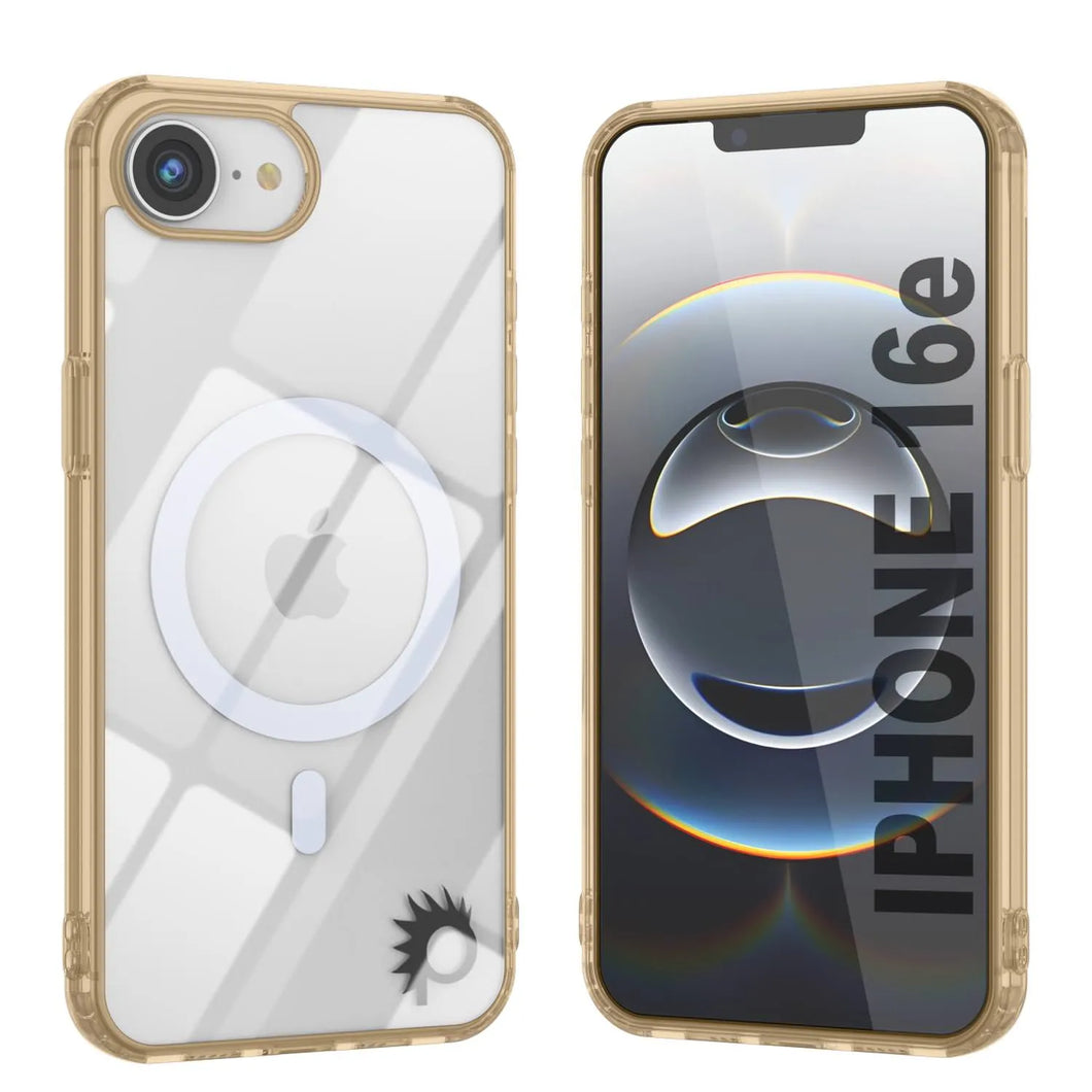 Punkcase iPhone 16E Case de carga inalámbrica magnética [Serie ClearMag] [Oro]