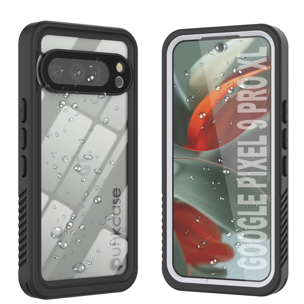 Caso impermeable de Google Pixel 9 PRO XL, cubierta de armadura punkcase [serie extrema] con protector de pantalla incorporado [blanco]
