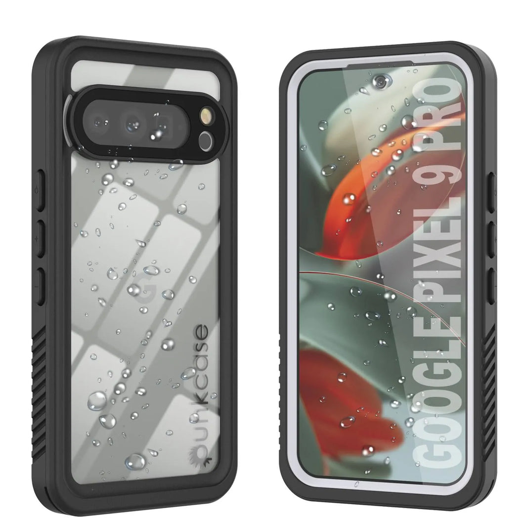 Caso impermeable de Google Pixel 9 Pro, cubierta de armadura punkcase [serie extrema] con protector de pantalla incorporado [blanco]
