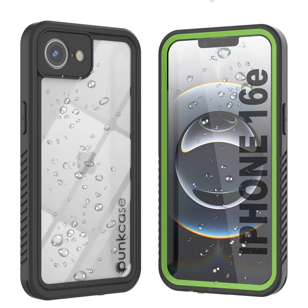 Case impermeable para iPhone 16E, cubierta de armadura punkcase [serie extrema] con protector de pantalla incorporado [verde claro]