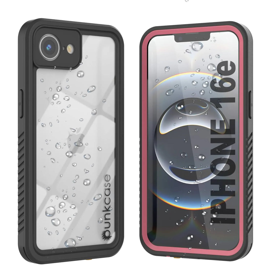 Case impermeable para iPhone 16E, cubierta de armadura punkcase [serie extrema] con protector de pantalla incorporado [rosa]