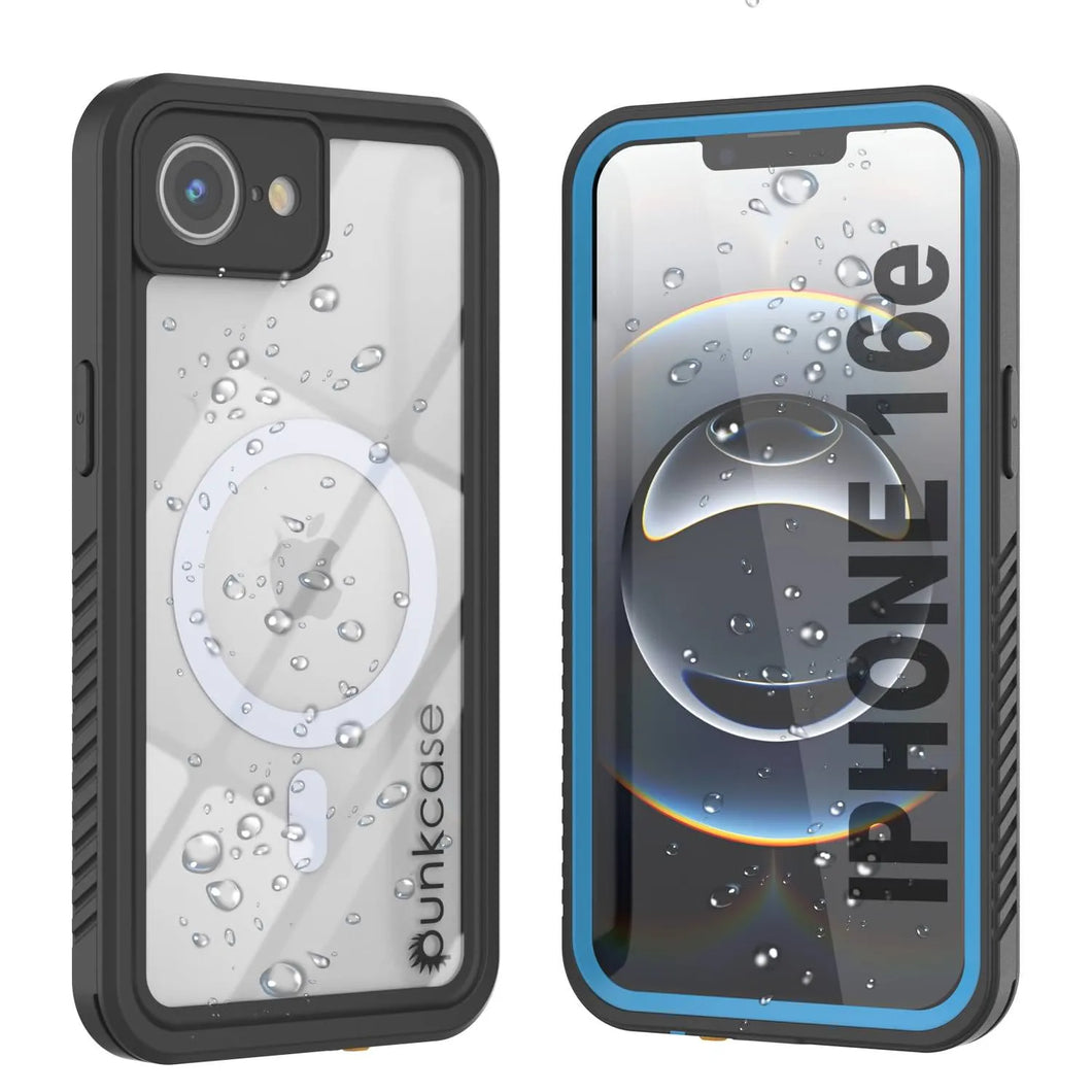 Case impermeable del iPhone 16E, Punkcase [Extreme Mag Series] Cubierta de armadura con protector de pantalla incorporado [azul]