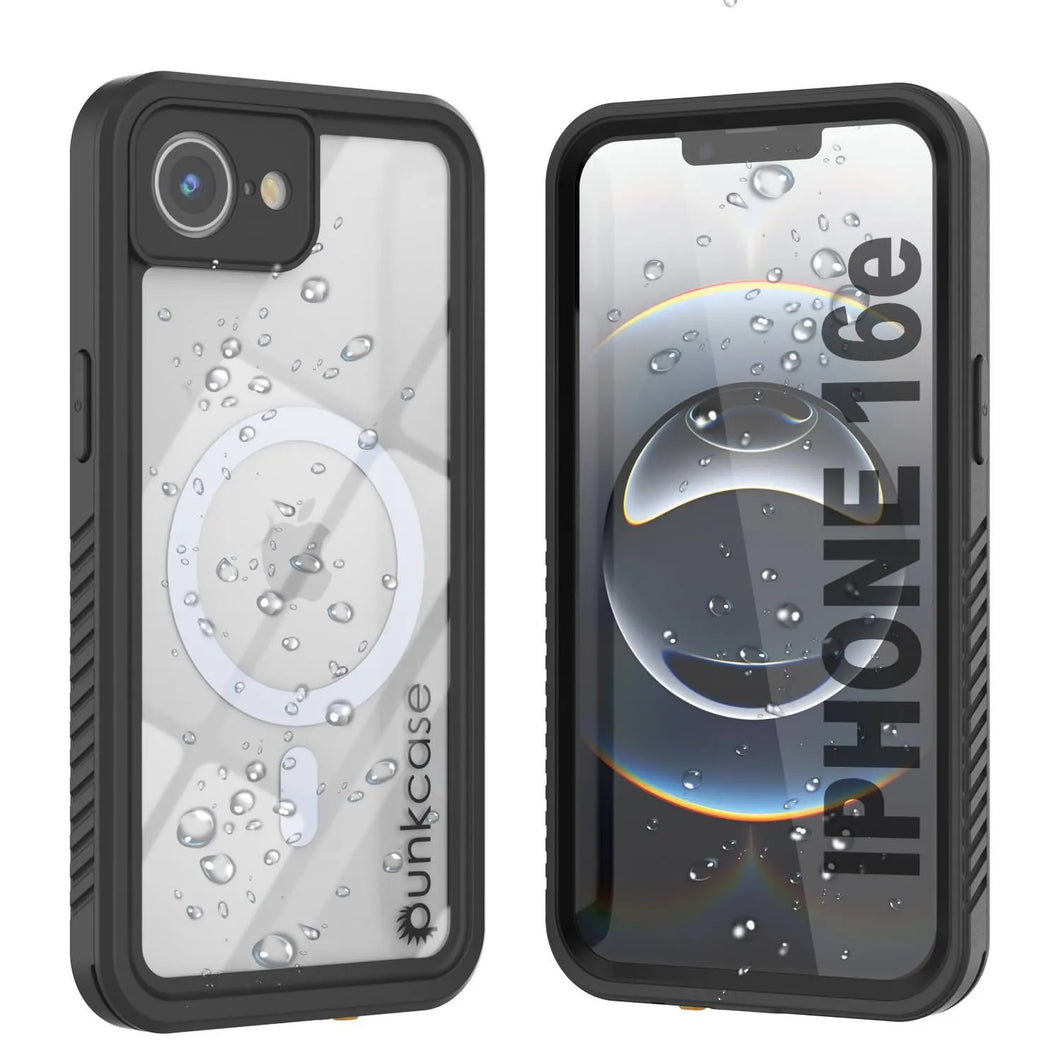 Case impermeable para iPhone 16E, cubierta de armadura punkcase [Extreme Mag] con protector de pantalla incorporado [negro]
