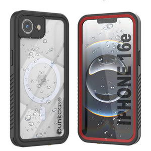 Caso impermeable del iPhone 16E, Punkcase [Extreme Mag Series] Cubierta de armadura con protector de pantalla incorporado [rojo]