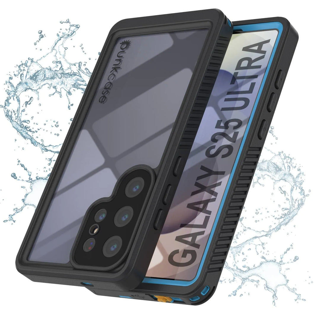 Funda protectora de pantalla para Galaxy S25 Ultra resistente al agua y a los golpes [Serie Extreme] [azul claro]