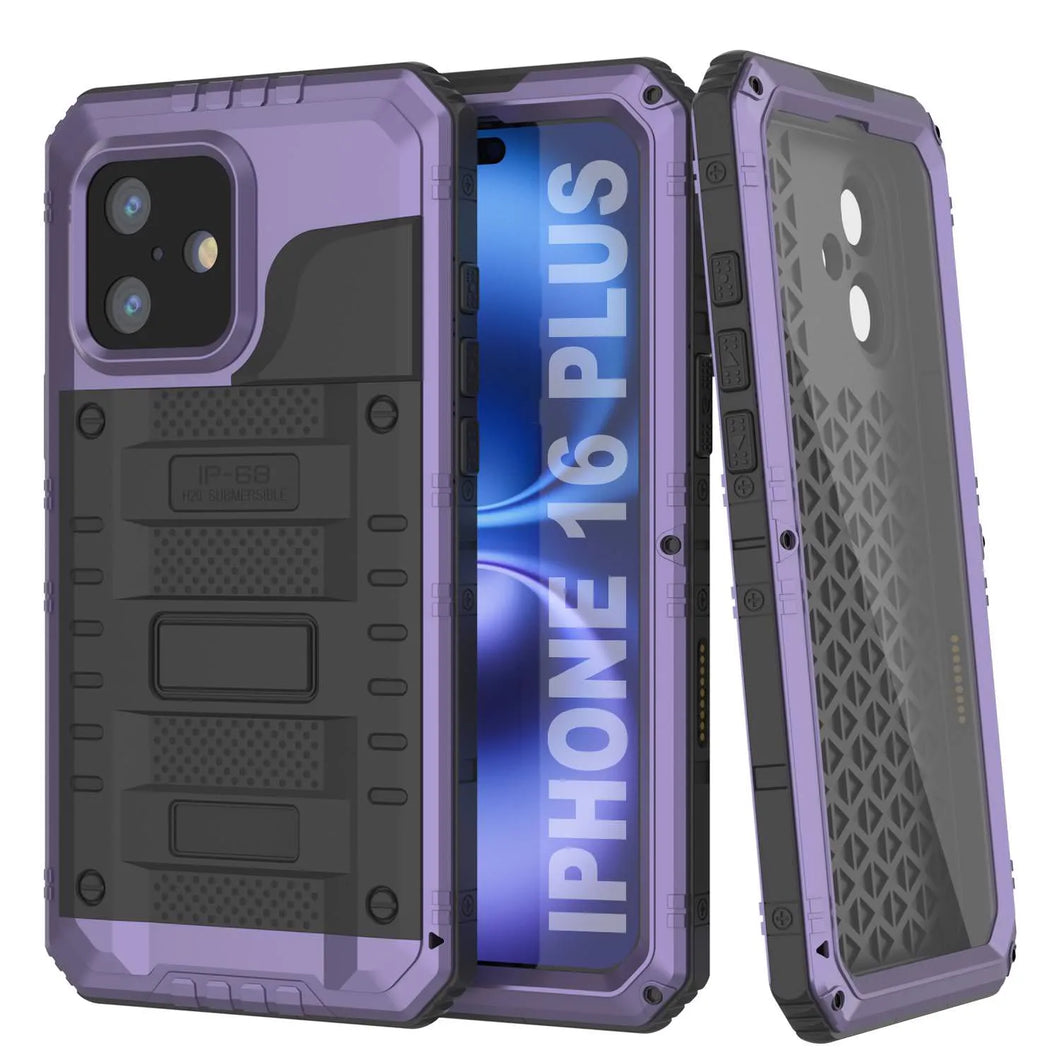 iPhone 16 Plus Metal Extreme 3.0 Serie Estuche impermeable aluminio IP68 w/buillt en la pantalla Protector y Kickstand [Purple]