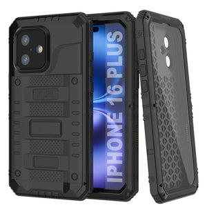 iPhone 16 Plus Metal Extreme 3.0 Serie Estuche impermeable de aluminio IP68 w/Buillt en la pantalla Protector y Kickstand [negro]