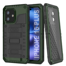 Cargar imagen en el visor de la galería, iPhone 16 Plus Metal Extreme 3.0 Estuche impermeable de aluminio IP68 con buillt en la pantalla Protector y Kickstand [Dark Green]
