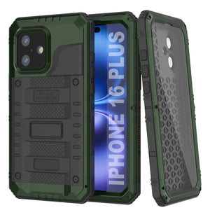 iPhone 16 Plus Metal Extreme 3.0 Estuche impermeable de aluminio IP68 con buillt en la pantalla Protector y Kickstand [Dark Green]