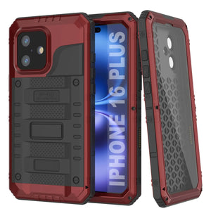 iPhone 16 Plus Metal Extreme 3.0 Serie Estuche impermeable aluminio IP68 w/buillt en la pantalla Protector y Kickstand [rojo]