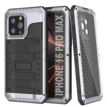 Cargar imagen en el visor de la galería, iPhone 16 Pro Max Metal Extreme 3.0 Estuche impermeable de aluminio IP68 con buillt en la pantalla Protector y Kickstand [blanco]
