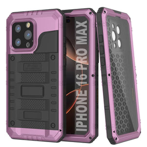 iPhone 16 Pro Max Metal Extreme 3.0 Estuche impermeable de aluminio IP68 con buillt en la pantalla Protector y Kickstand [rosa]