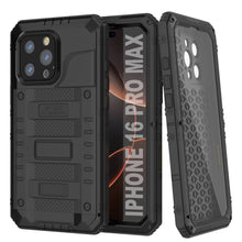 Cargar imagen en el visor de la galería, iPhone 16 Pro Max Metal Extreme 3.0 Estuche impermeable de aluminio IP68 con buillt en la pantalla Protector y Kickstand [negro]
