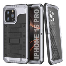 Load image into Gallery viewer, Caso impermeable de aluminio de la serie iPhone 16 Pro Metal 3.0 IP68 con protector de pantalla y Kickstand [blanco]
