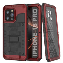 Load image into Gallery viewer, Caso impermeable de aluminio iPhone 16 Pro Metal Extreme 3.0 aluminio IP68 con buillt en la pantalla Protector y Kickstand [rojo]
