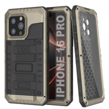 Load image into Gallery viewer, Case impermeable de aluminio de la serie iPhone 16 Pro Metal 3.0 IP68 con protector de pantalla y Kickstand [dorado]
