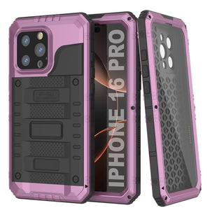 Case impermeable de aluminio iPhone 16 Pro Metal Extreme 3.0 IP68 con protector de pantalla y Kickstand [rosa]