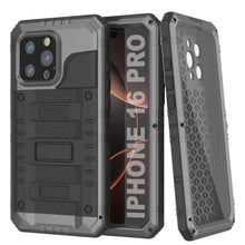 Load image into Gallery viewer, Caso impermeable de aluminio de iPhone 16 Pro Metal Extreme 3.0 IP68 W/Buillt en la pantalla Protector y Kickstand [Silver]
