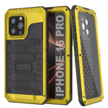 Load image into Gallery viewer, Caso impermeable de aluminio de la serie iPhone 16 Pro Metal 3.0 IP68 con protector de pantalla y Kickstand [amarillo]

