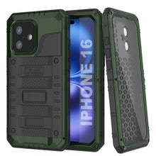Cargar imagen en el visor de la galería, Caso impermeable de aluminio de iPhone 16 Metal Extreme 3.0 IP68 con protector de pantalla y Kickstand [Dark-Green]
