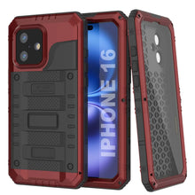 Cargar imagen en el visor de la galería, Case impermeable de aluminio de la serie Extreme 3.0 iPhone 16 con protector de pantalla y patada [rojo]
