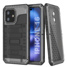 Cargar imagen en el visor de la galería, Case impermeable de aluminio de la serie Extreme 3.0 iPhone 16 con protector de pantalla y patada [plata]
