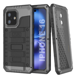 Case impermeable de aluminio de la serie Extreme 3.0 iPhone 16 con protector de pantalla y patada [plata]