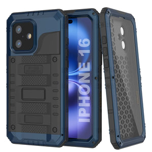 Case impermeable de aluminio de la serie Extreme 3.0 iPhone 16 con protector de pantalla y Kickstand [azul]