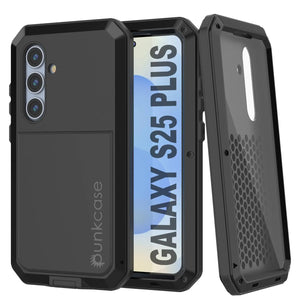 Galaxy S25 más estuche de metal, cubierta de armadura de grado militar de servicio pesado [prueba de choque] Cuerpo completo duro [negro]