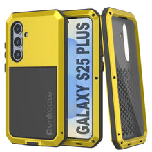 Cargar imagen en el visor de la galería, Galaxy S25 más estuche de metal, cubierta de armadura de grado militar de servicio pesado [prueba de choque] Cuerpo completo duro [amarillo]
