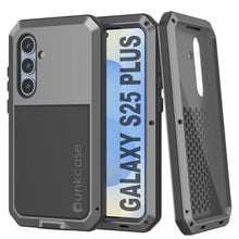 Cargar imagen en el visor de la galería, Galaxy S25 más estuche de metal, cubierta de armadura de grado militar de servicio pesado [prueba de choque] Cuerpo completo duro [plata]
