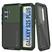 Cargar imagen en el visor de la galería, Galaxy S25 más estuche de metal, cubierta de armadura de grado militar de servicio pesado [prueba de choque] Cuerpo completo duro [verde oscuro]
