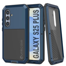 Cargar imagen en el visor de la galería, Galaxy S25 más estuche de metal, cubierta de armadura de grado militar de servicio pesado [prueba de choque] Cuerpo completo duro [azul]
