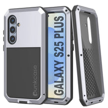 Cargar imagen en el visor de la galería, Galaxy S25 más estuche de metal, cubierta de armadura de grado militar de servicio pesado [prueba de choque] Cuerpo completo duro [blanco]
