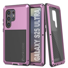 Cargar imagen en el visor de la galería, Caso de metal Ultra Galaxy S25, cubierta de armadura de grado militar de servicio pesado [prueba de choque] Cuerpo completo duro [rosa]
