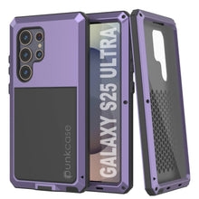 Cargar imagen en el visor de la galería, Caso de metal ultra Galaxy S25, cubierta de armadura de grado militar de servicio pesado [prueba de choque] Full Body Hard [Purple]
