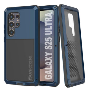 Caso de metal Ultra Galaxy S25, cubierta de armadura de grado militar de servicio pesado [prueba de choque] Cuerpo completo duro [azul]